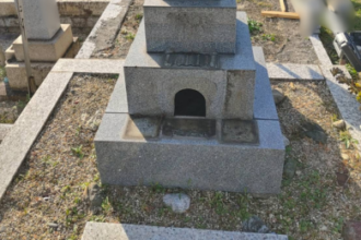 【墓石クリーニング】一宮市対応｜名古屋市天白区｜水垢・黒ずみ除去｜施工事例 Before
