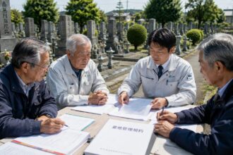 一宮市周辺の地域墓地で管理規約を確認する墓地管理委員会